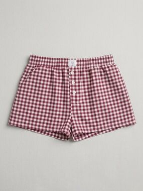 Burgundy and White Checkered Shorts